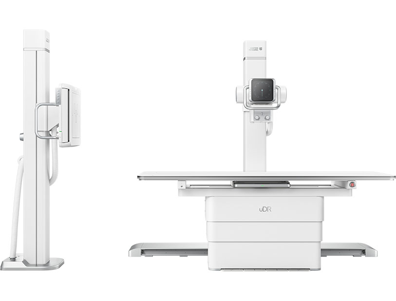 United Imaging’s Floor Mounted X-ray system shown with wall Bucky and table.