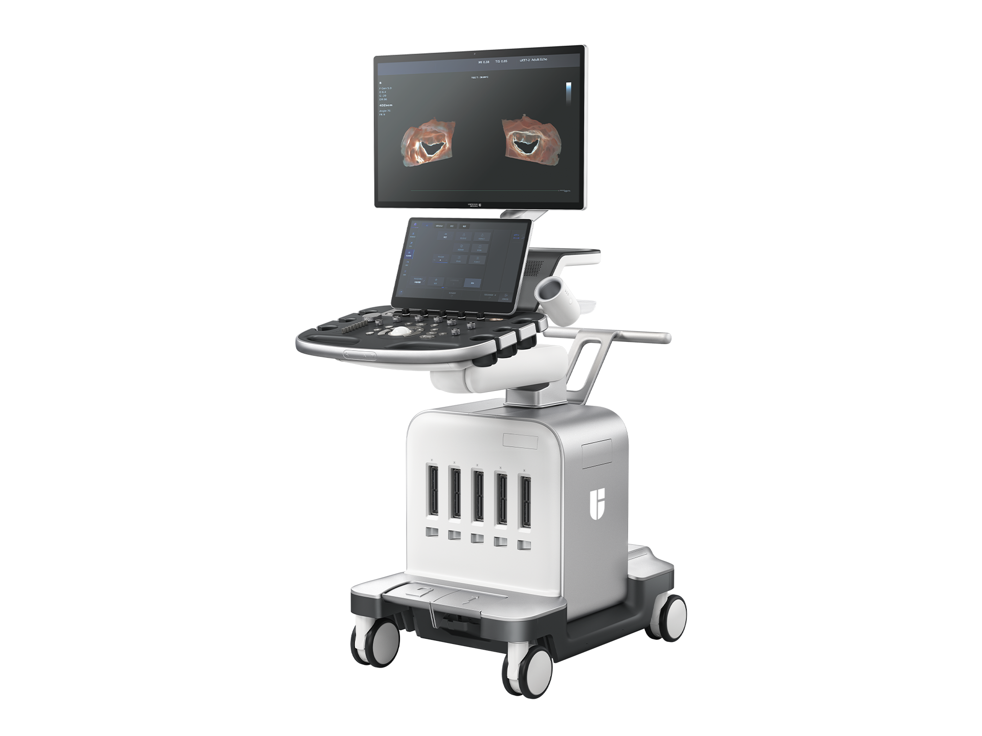 uSONIQUE® Pulse ultrasound system with monitor and cardiac control panel.