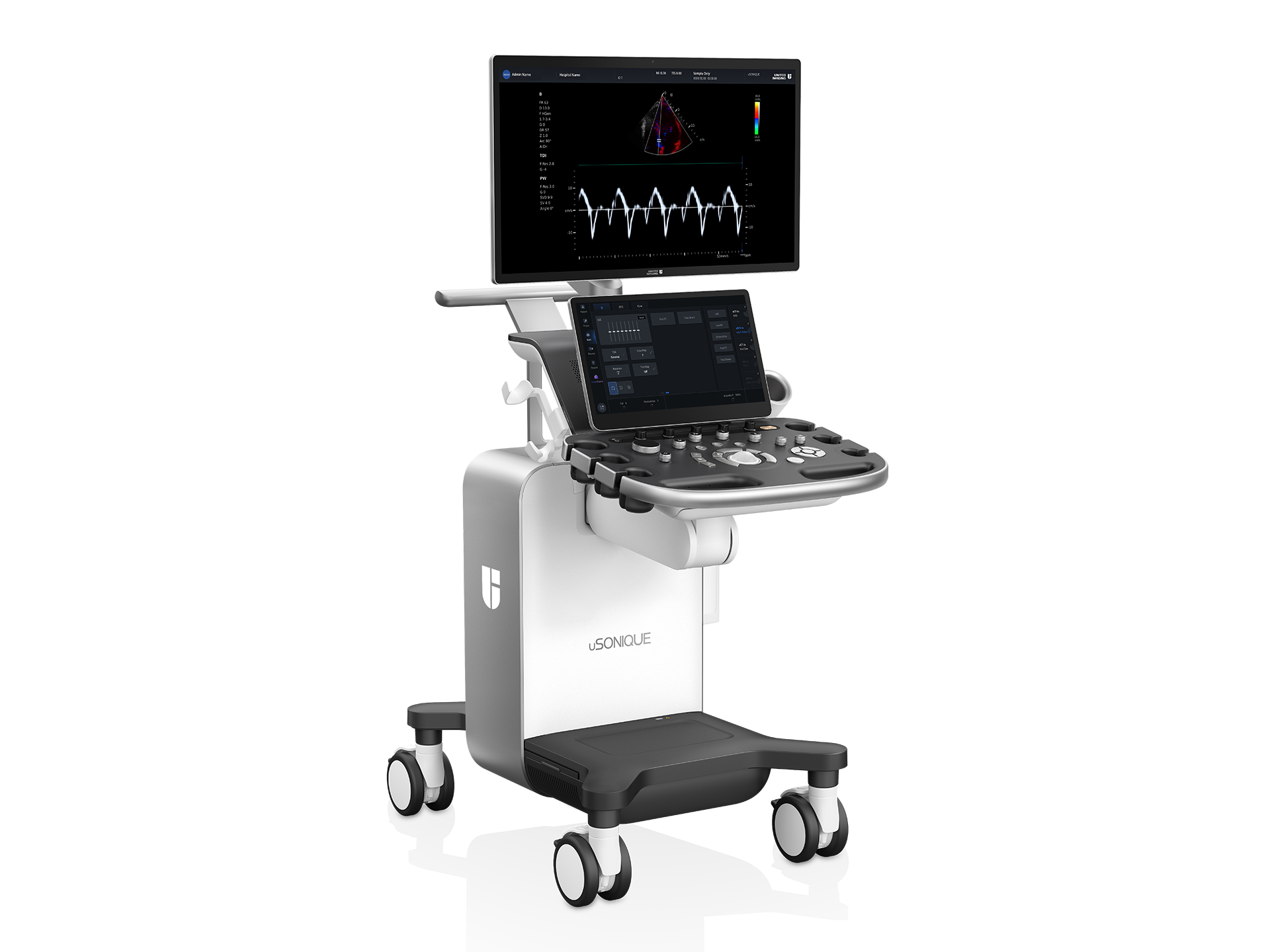 uSONIQUE® Vita ultrasound system with monitor and cardiac control panel
